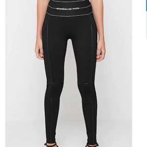 Manière de Voir High Waisted Elasticated Leggings - Black UK 10